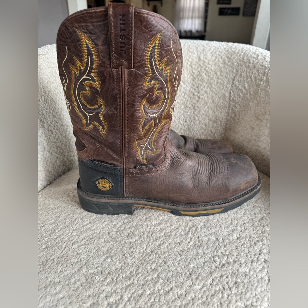 Justin WK4625 Comp Toe Waterproof Work Boots ASTM F2413-11 EH Brown Men's 11D